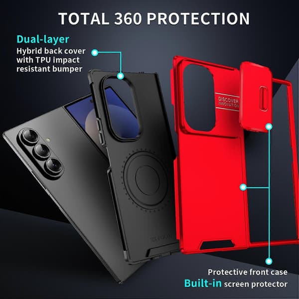 Skydende Camshield TPU + PC telefoncover Rød til Samsung Galaxy Z Flip7