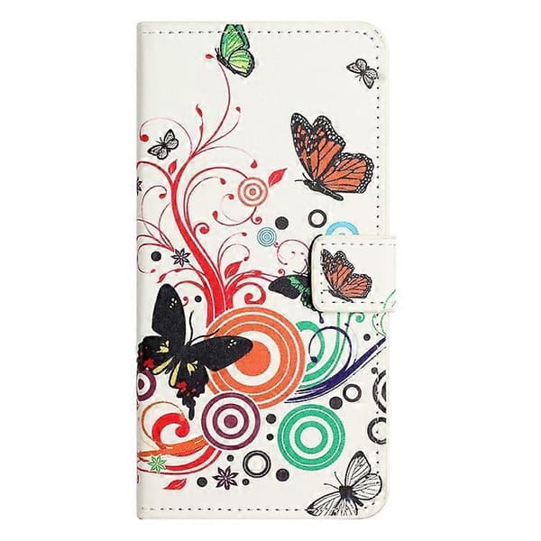 Kompatibel med iPhone 16 Plus Plånboksfodral Mönstertryck PU-läder Flip Telefonfodral Vit