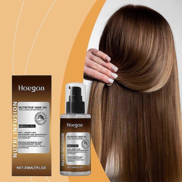 Fuktgivande hårolja, närande hårvård, slät, silkeslen, reparerar, skyddar, 30 ml A