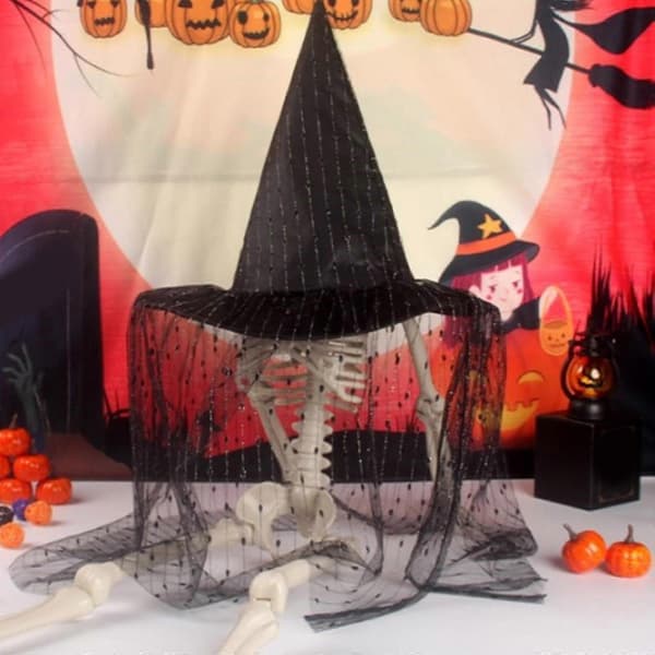 Halloween Cosplay Noitahattu lapsille ja aikuisille Halloween-juhlapukurekvisiitta A