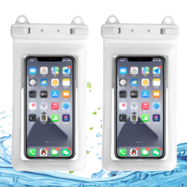 2 STK vanntett mobiltelefonveske med snor er kompatibel