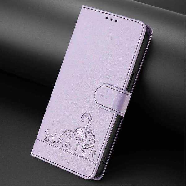 Etui til Samsung Galaxy Note 20 Kortholder Kickstand Pung Flip Cover Kat RFID Lilla
