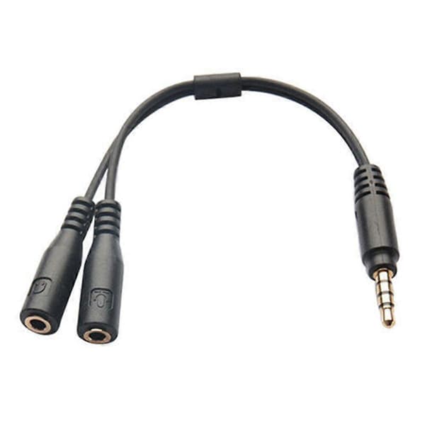 3,5 mm stereo lyd han til 2 hun headset mikrofon TRRS Y splitterkabeladapter mobil