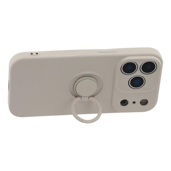För iPhone 17 Pro Max Silikonskal med Rem Ring Kickstand Telefonfodral (Grå, Grå)