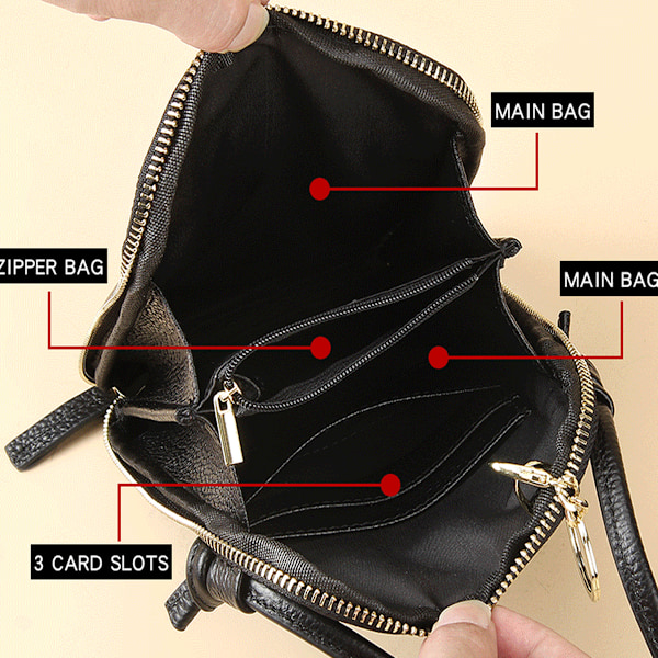 Liten Crossbody Veske Mobiltelefonveske for Kvinner Lærveske med Kredittkortlommer