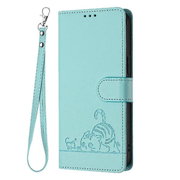 Fodral för Samsung Galaxy Note 20 Kortplats Hållare Stöd Plånbok Flipskydd Katt RFIDGrön