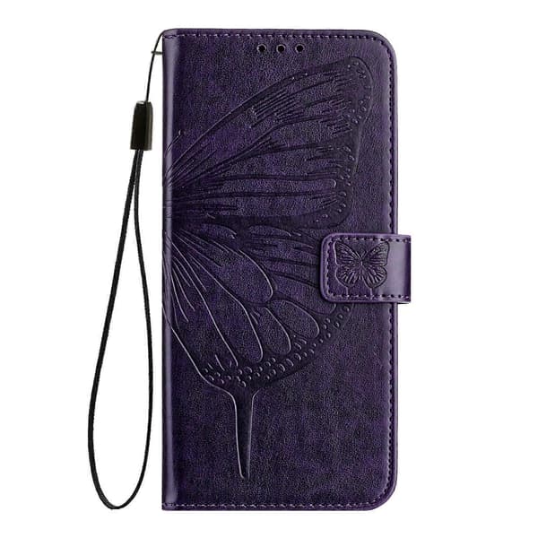 För Samsung Galaxy A17 5G präglat fjärilsläderfodral