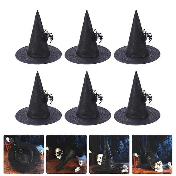 Halloween Heksehatter Svarte Halloween-luer for kvinner 6 stk A