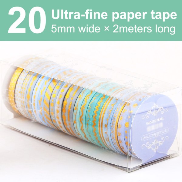 20 ruller Tapesett Gullfolie dekorative tape for