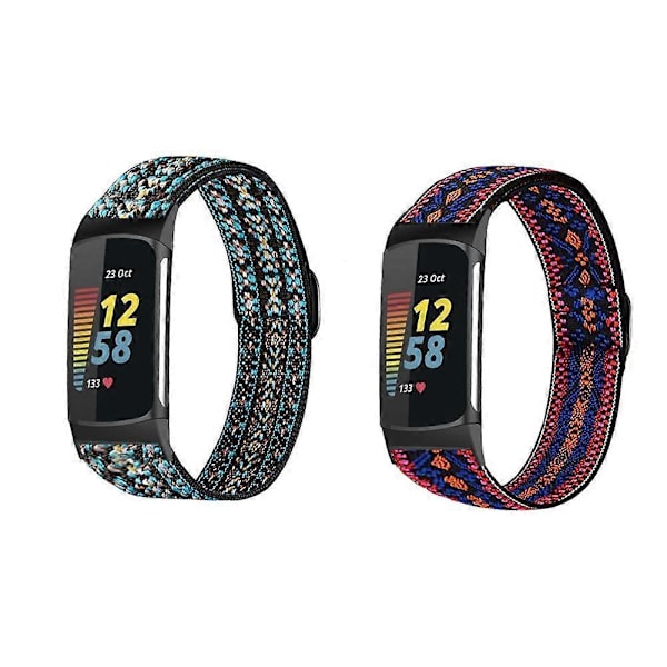 Nylonvävd elastisk ersättningsklockarmband för Fitbit Charge 5