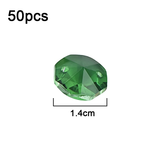 14mm 50 stk. Krystal Oktagon Perler 2 Huller DIY Bryllup og Hjem
