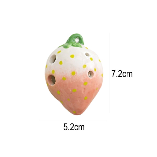 6-hulls Strawberry Ocarina - Keramisk Ocarina med nakkestropp