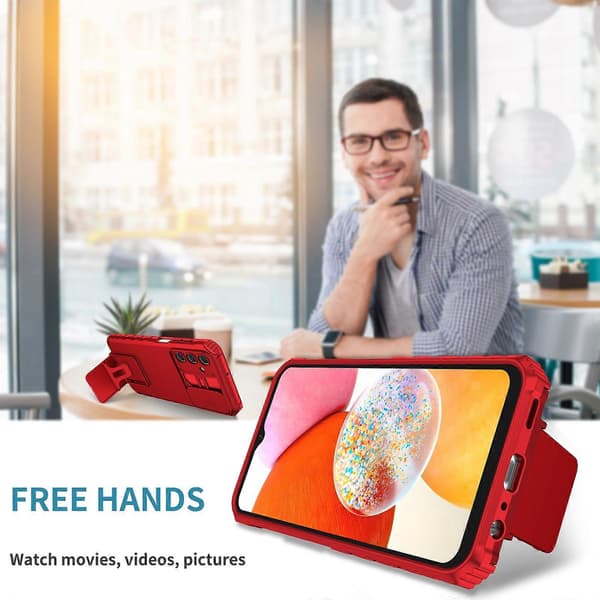 För Samsung Galaxy A15 5G Mobilskal Skjutbart Linsskydd Stöd A