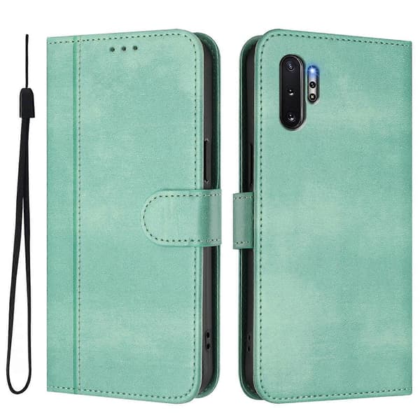 Linjespleisende spenne retro skinntelefondeksel (til Samsung Galaxy Note10+)