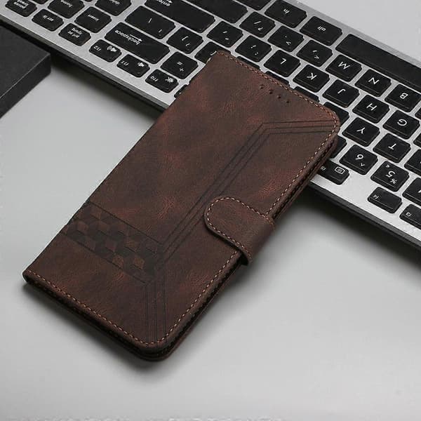Cubic Skin Feel Flip Læder Telefoncover til Samsung Galaxy M35 Brun