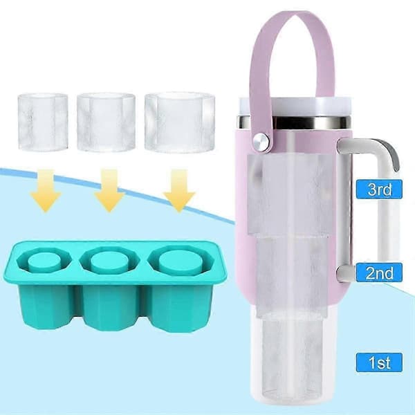 Silikonisbitar för frys 3 ihåliga cylinderisformar med lock för 30-40 oz koppar, Whiskey js A