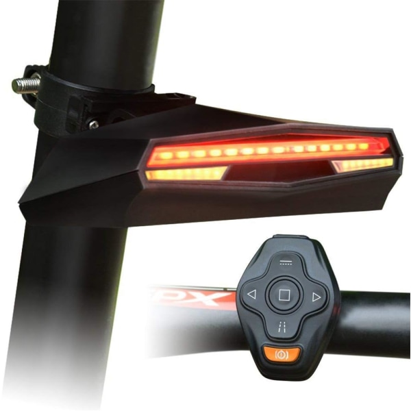 fuchsian Intelligent blinkers bakljus med fjärrkontroll, trådlös cykel smart USB uppladdningsbar vattentät IPX4, bromsljus och blinkande