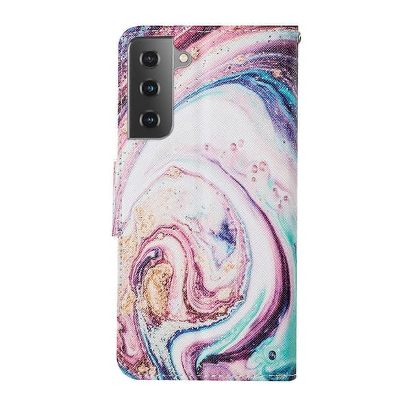 Färgglatt mönstertryck stativ plånboksfodral i läder för Samsung Galaxy S21+ 5G Wave