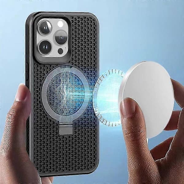 Magnetisk deksel til iPhone 13 Pro Max, bikubetekstur varmeavledning PC+TPU telefondeksel A