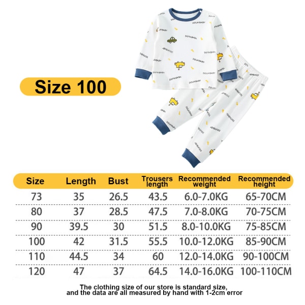 Bomull vår och höst baby långärmad barnpyjamas se