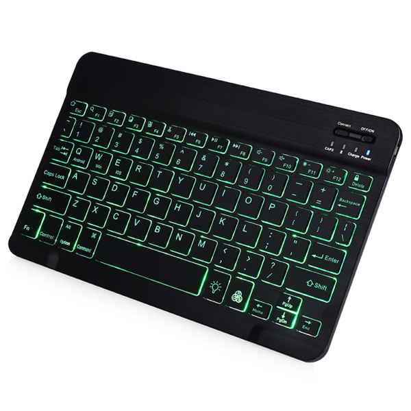 Slankt bærbart trådløst Bluetooth 7-farger bakgrunnsbelyst tastatur