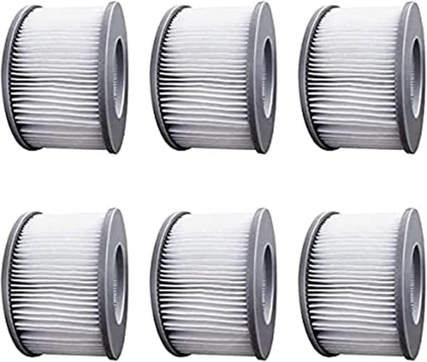6-pack bubbelbadfilter för MSPA uppblåsbara pooler, uppgraderad version, filterpatron kompatibel med alla nuvarande bubbelbad