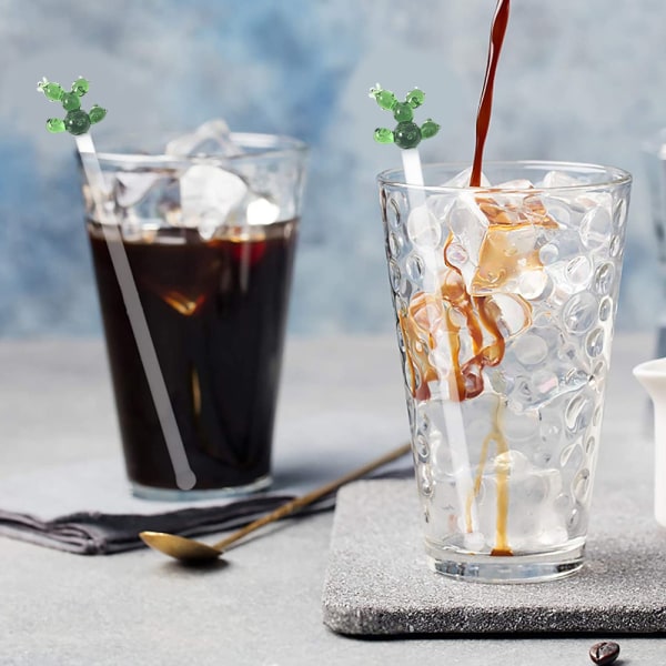 Cocktail Swizzle Sticks Glas Kaktus Kaffe Omrörning Stick
