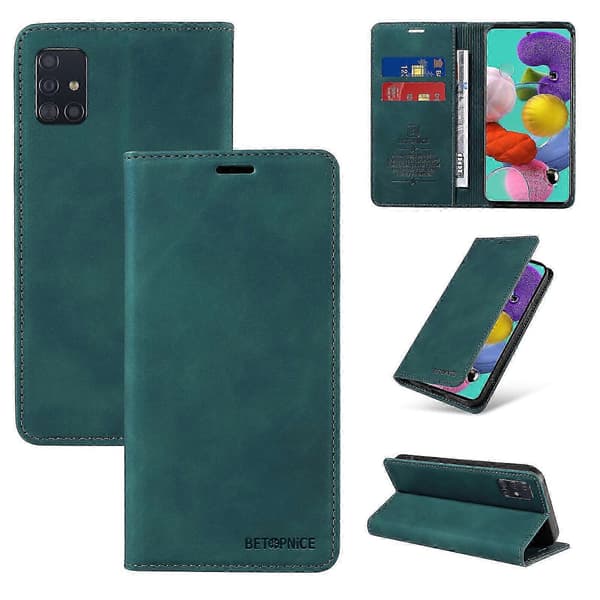 Etui til Samsung Galaxy A51 4G Læder Folio Pung Magnetisk Beskyttelse...Grøn
