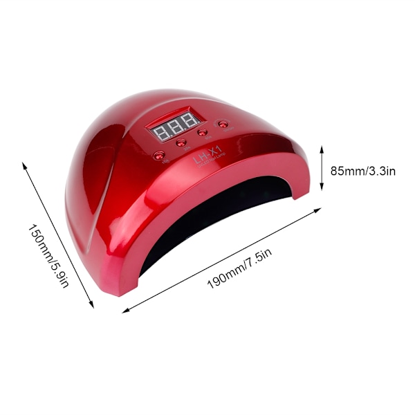 52W Professionell Manikyrlampa Nagelgel Polish Snabb Torkare LED Ljus 100-240V (EU-kontakt Röd)
