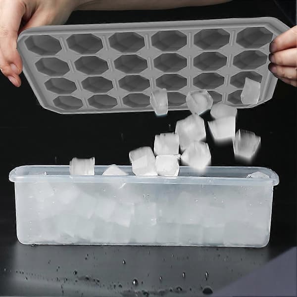 24 Gitre DIY Silikone Isbakke Fryse Buddingform Chokoladeform Bagning med Låg, Grå A