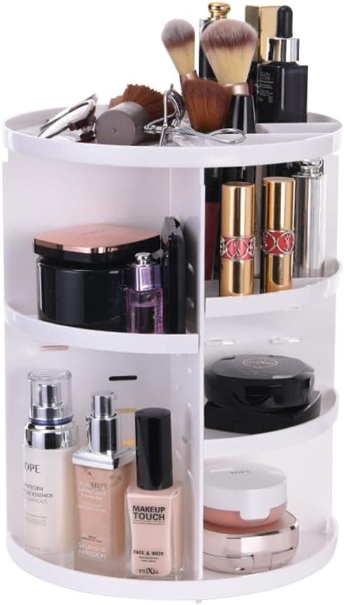 Makeupopbevaring 360 Graders Roterende 8 Lag Rund Kosmetik Organizer (Sort)