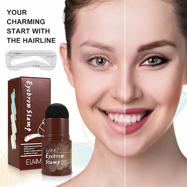Perfect Brows Stencil & Stamp Kit med 2 børster One Step Langtidsholdbart formningssæt Vandtæt A