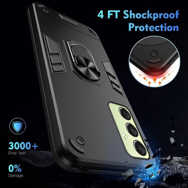 For Samsung Galaxy A16 5G/A16 4G Deksel PC+TPU Drop Defend Telefondeksel med Ringstativ A