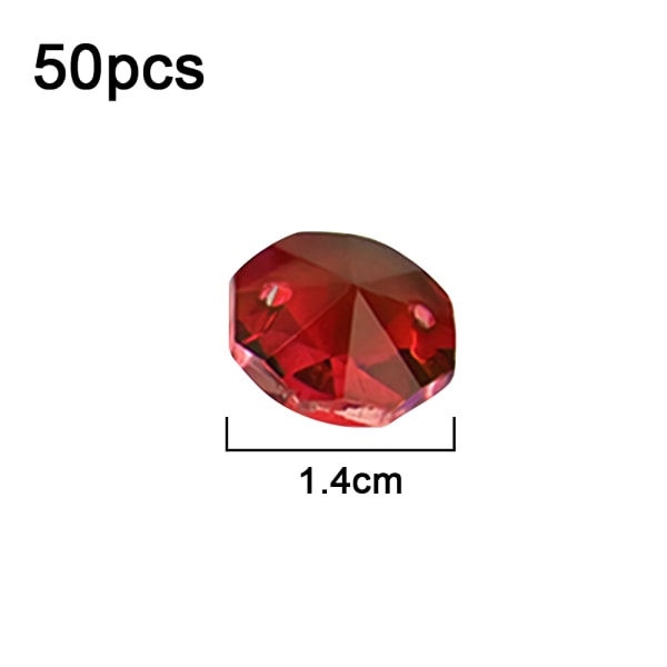 14mm 50 kpl Kristalli Oktagon Helmiä 2 Reikää DIY Häät ja Koti