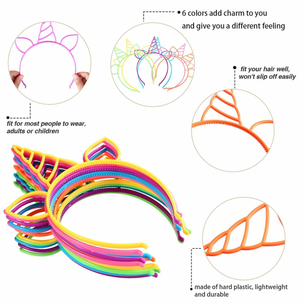 18 stk. Plast Enhjørning Hodebånd Enhjørning Bursdagsfest Su
