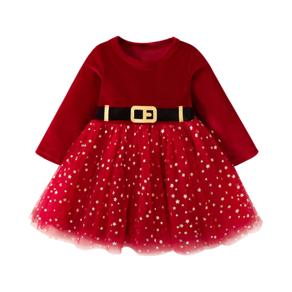 Juloutfit Baby flicka Flutter Spets långärmad kjol