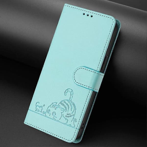 Fodral för Samsung Galaxy Note 20 Kortplats Hållare Stöd Plånbok Flipskydd Katt RFIDGrön