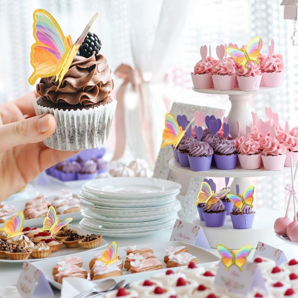 50 st fjärils cupcake toppers födelsedag bröllop fest tårta vägg