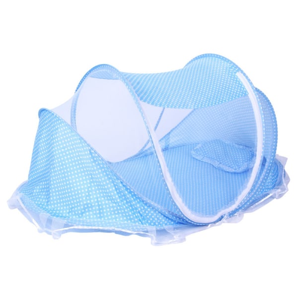 Babyseng myggnett, bærbar sammenleggbar seng Pop Up sommerreiseseng med myggnett Babysenger Nyfødt barneseng for 0-3 år - blå