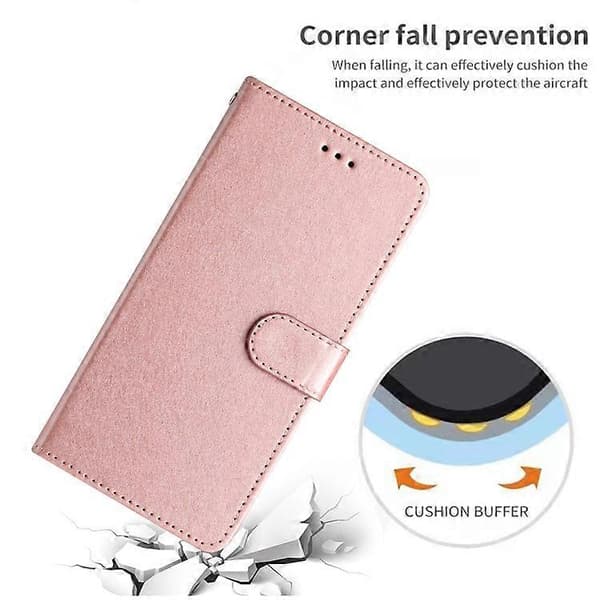 Kompatibel med iPhone 16e Plånboksfodral Läder Folio Telefonfodral Magnetlås RosaGuld