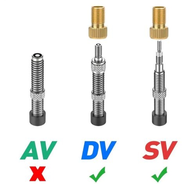 Set of 4 Valve Adapters, Brass Valve Cap Nozzle Bicycle Pump Presta to Sclaverand with Seal for MTB Bicycle Tricycles (Gold)