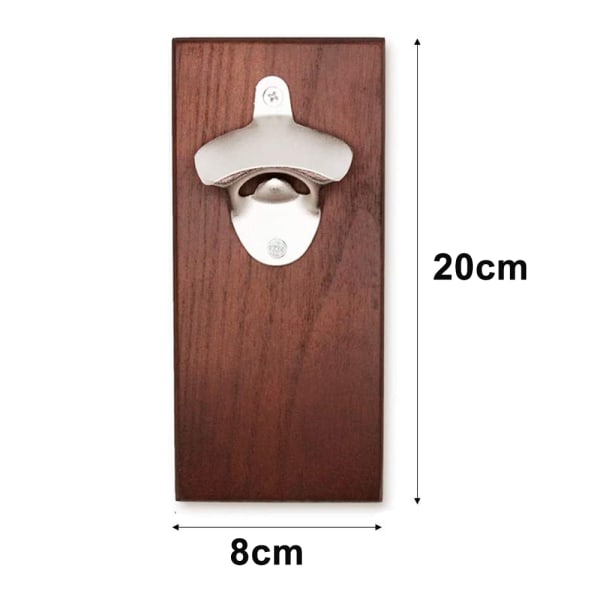 Veggmontert flaskeåpner med magnetisk korkfanger,