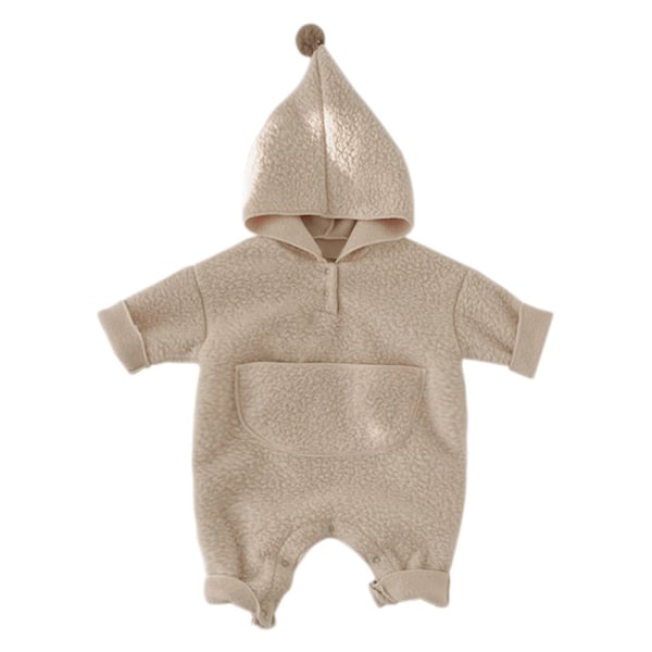 Hætte lang vendbar plys baby bodysuit baby varm kravlende su