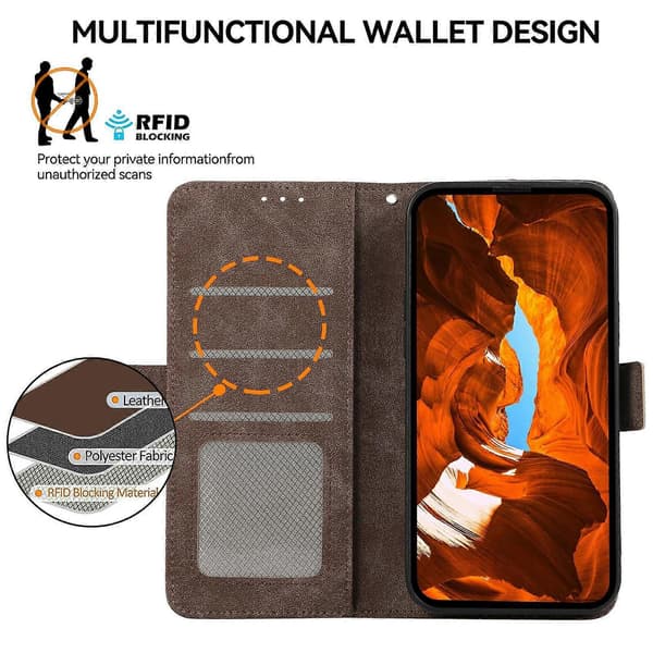 ABEEL Til Samsung Galaxy A26 5G Etui PU Læder Folio Stand View RFID Blokerende Telefoncover