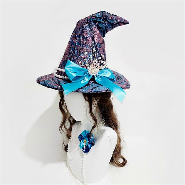Halloween Troldmandshat Stor Blå Heksehat Havtema Heksehætter Mode Spids Hat Halloween Cosplay Kostumer Unik kode A