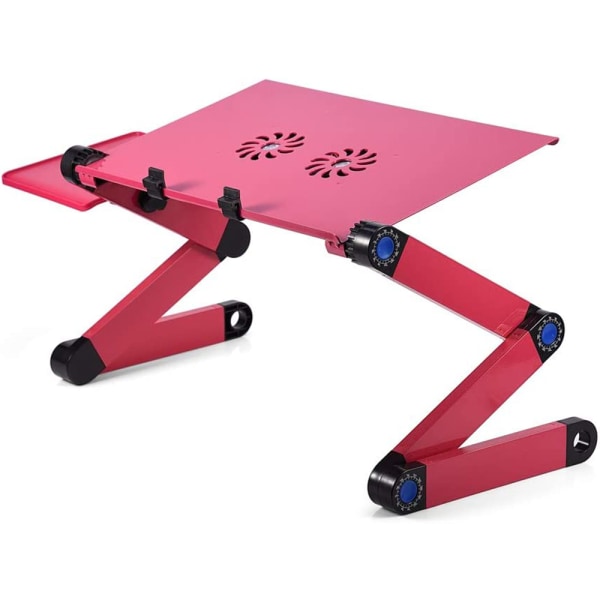 Adjustable Laptop Stand f Foldable Laptop Stand for Bed with 2 CPU Cooling Fans & Mouse Pad Rose red