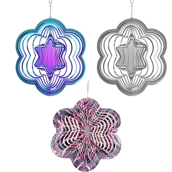 3D Hexagonal Stjärnvindsnurror Ihålig Rostfritt Stål Vindspel Utomhus Trädgård Vindspel Prydnad A