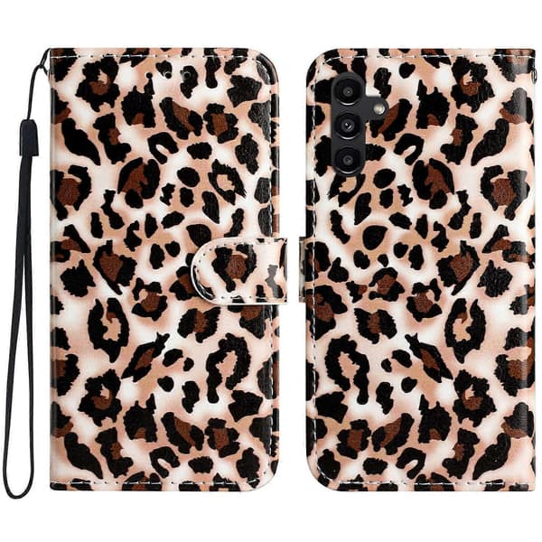 För Samsung Galaxy A56 5G Plånboksfodral Tryckt Mönster Design Läder Telefonfodral (Leopardmönster)