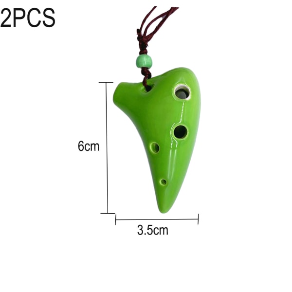 2Pcs 6 Hole Ceramic Mini Ocarina with lanyard，Beginner