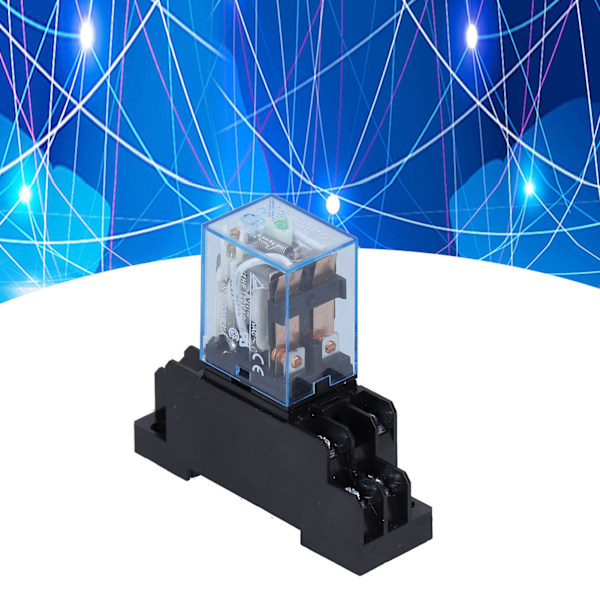 LY2NJ 8-pins elektromagnetiske strømsreléer med sokkelbaseindikatorlys for motorer Industrielle reléer 10ADC24V
